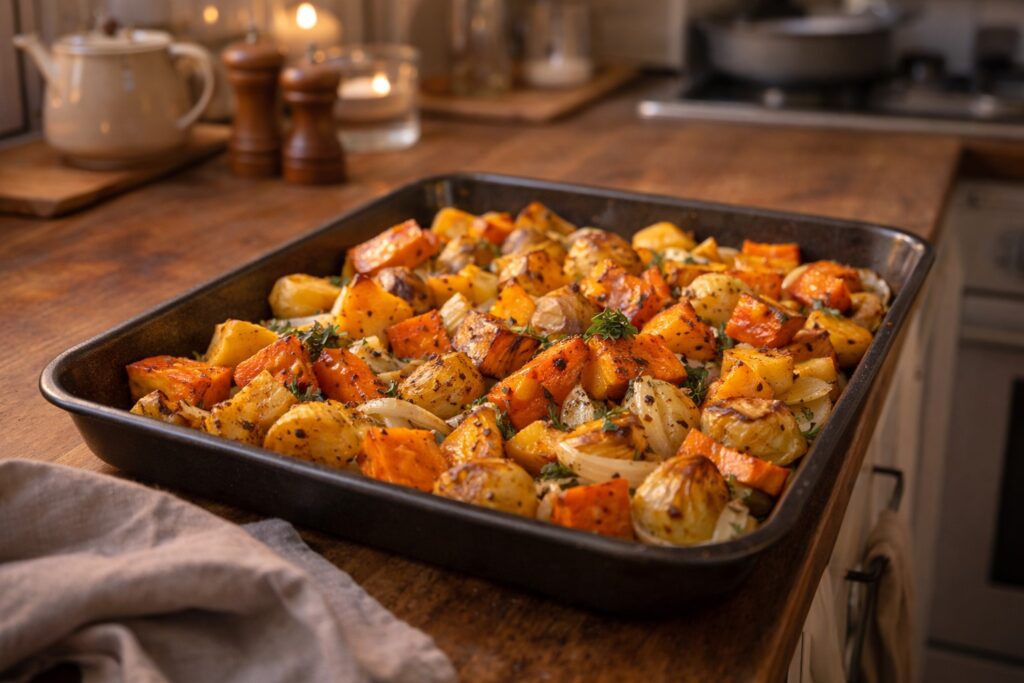 Vegan Aussie-style roasted vegetables for an easy dinner